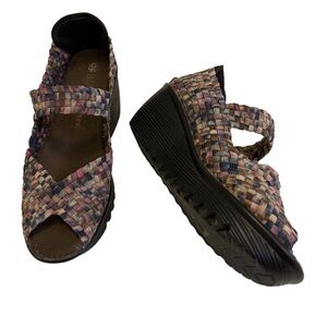 BERNIE MEV open toed multicolour Mary Jane shoes with black wedge